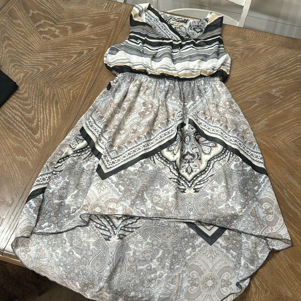 One World patterned high-low dress, L